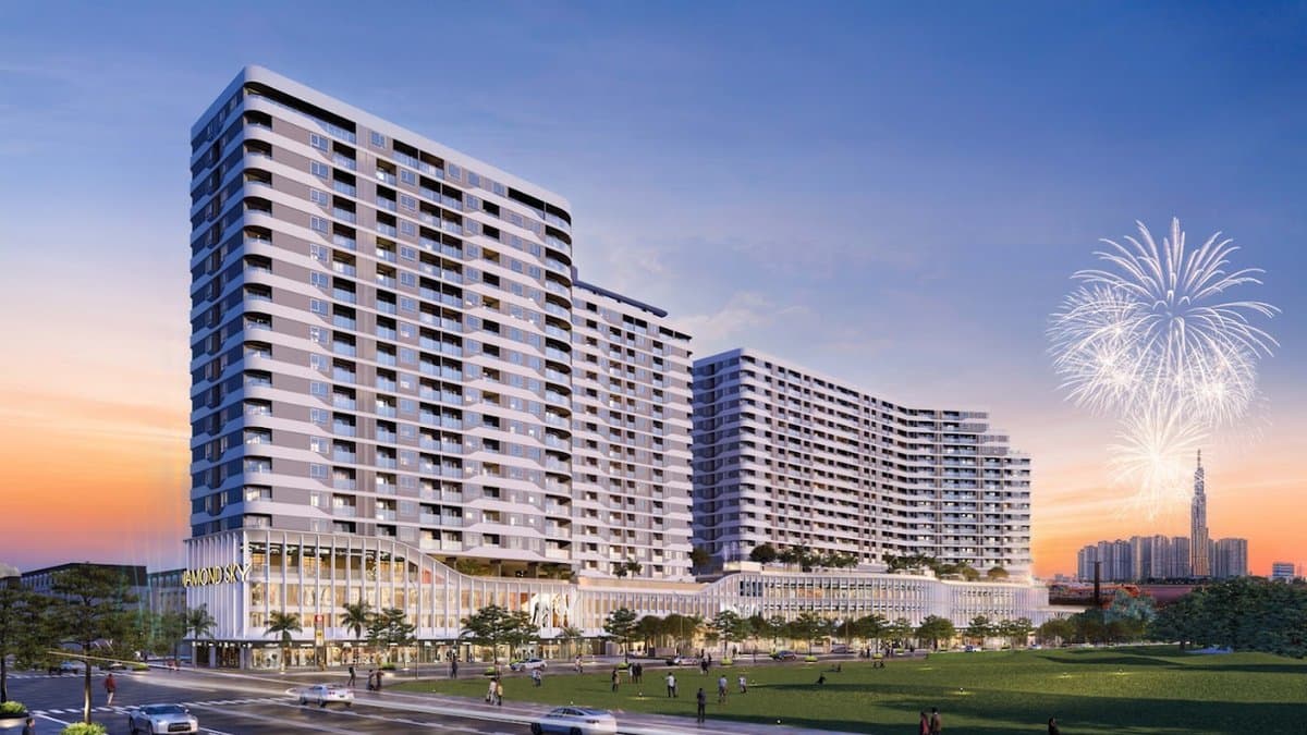 Phối cảnh tổng thể tổ hợp căn hộ Diamond Sky về đêm