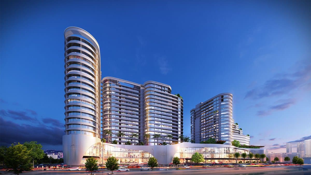 Phối cảnh các tòa căn hộ Diamond Sky nhìn về đêm