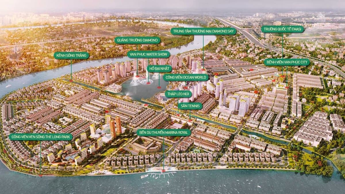 Toàn cảnh khu đô thị Vạn Phúc City ven sông Sài Gòn