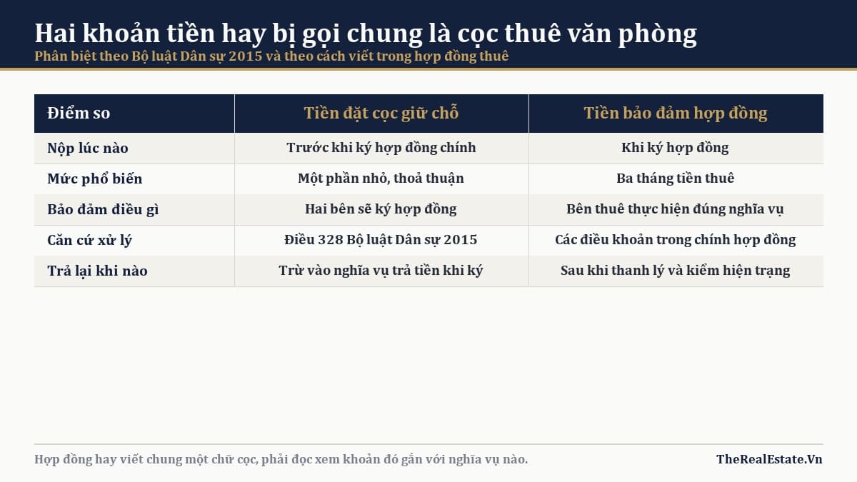 Cọc thuê văn phòng: mấy tháng, giữ thế nào và khi nào mất cọc